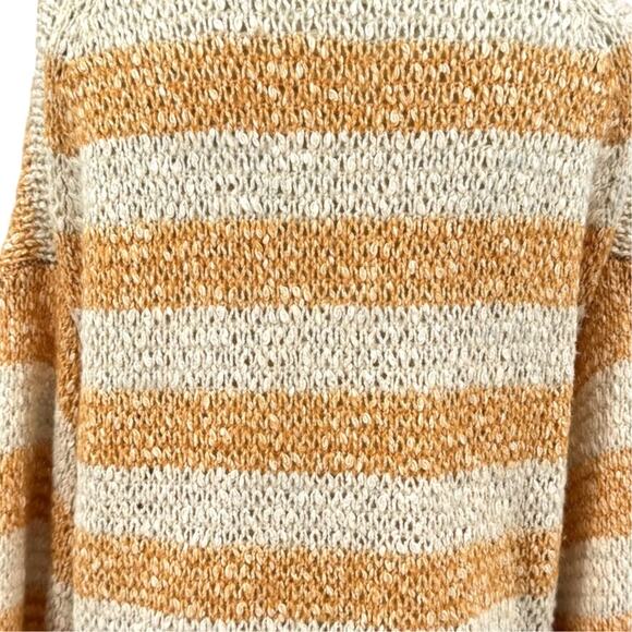 Madewell Baez Orange & Cream Stripe Chunky Open Knit Relaxed Pullover Sweater - Picture 10 of 14